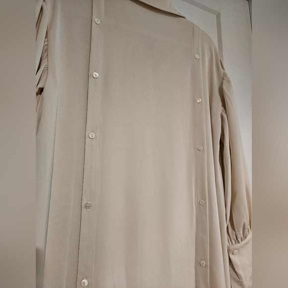 NWT Long Sleeve Drape Shirt Robe Dress (Cream) - NAP Loungewear - Picture 12 of 13